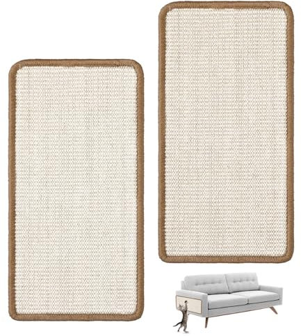 GIGIIS Kratzmatte Katze, 2 Stück Sisal Teppich Katzen Kratzteppich Selbstklebend Kratzbretter Katze Katzenkratzbretter Wand Sisal Teppich Katzen für Schützt Teppiche und Sofas 50 x 25 cm
