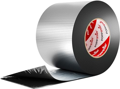 Poppstar Alu-Butylband (10m x 100mm x 1,2mm) Super wasserdichtes Klebeband für Außen - Butyl Dichtband für Wohnmobil, Dachrinnen-Reparaturband uvm.