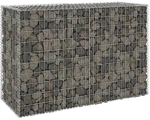 Tino Tech Mur de gabion en acier galvanisé - 150 x 60 x 100 cm - Argenté - Panier à pierres - Paniers gabions - Clôture murale de jardin - Gabion en métal - Pour jardin, mur de plantes, gabions