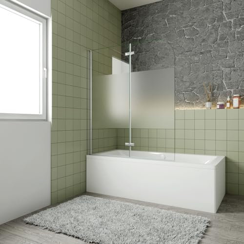 Sopravasca Verso Irreversibile Parete Doccia 120x140 cm 2 ante Pieghevoli a Libro Vetro 6 mm Anticalcare Fascia Satinata Centrale Telaio Cromo Lucido