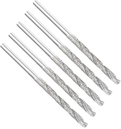 TOP-VIGOR 5Pcs 2.5mm Diamond Twist Drill Bit, Diamond Tipped Twist Drill Bit Set Masonry Drill Bits Rotary Tools for Wood Glass Stone Cutting