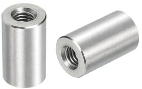 QUARKZMAN 5 Stück M6 Runde Verbindungsmuttern, 304 Edelstahl Kupplungsmutter 20mm/0,8 Länge Hülse Stange Stabmutter für Halterung, M6x20x12mm