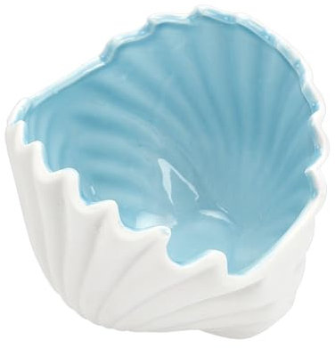 NBEADS Muschel-Keramik-Schmucktablett, 11.3x13x9.9cm Porzellan-Schmuckteller Aufbewahrungstablett Ring Ohrringhalter Dekorativer Schmuckteller Mit Meeresmotiv Für Schmuck Tischdekoration, Hellblau