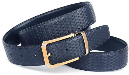 Anthoni Crown Herren Leder Wendegürtel Gürtel, Dunkelblau, 110