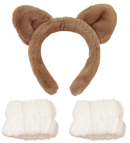 scicent Haarschmuck Braut 3 Stück Haarband Kosmetik Stirnband Handgelenk Waschband Set Spa Haarbänder Abschmink Haarreif Hautpflege Stirnbänder für Gesichtswaschen Yoga Sport Dusche - 23720