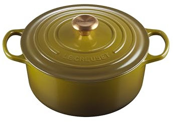Le Creuset Cocotte ronde Signature en fonte émaillée, 5,5 l, olive