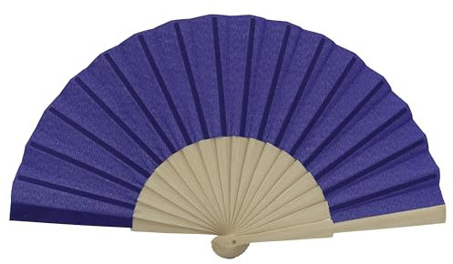 MAPIMANIA - Bunte Fächer für Handtasche Damen aus Stoff Marineblau, Fächer Hochzeit faltbar, Spanischer Fächer, Japanischer Fächer, Gastgeschenk Zerimonie