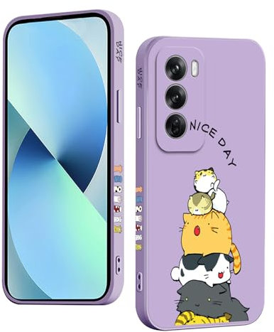 YUXING Silicone Cover per Oppo Reno 12 Pro 5G / Reno12 Pro 5G - Moda Modello Carino Custodia Design Sottile Slim Cover Antiurto, Antiscivolo Elegante, Protezione Totale (Cat,Purple)