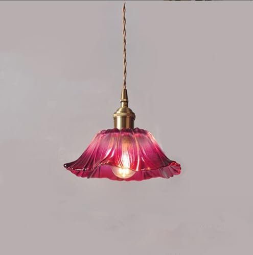 SSNCcNC Rot, Kreativ Glas Hängelampe Japanischer Stil Vintage Esstischlampe Nordic Minimalismus Schlafzimmer Pendelleuchte Wohnzimmer Speisesaal Küche E27