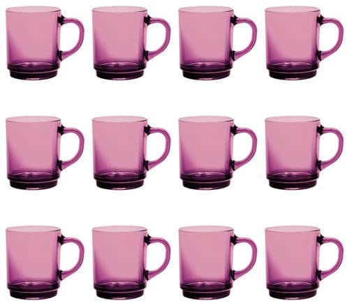 Duralex Versailles Glass Coffee Mugs - 260ml - Plum - Pack of 12