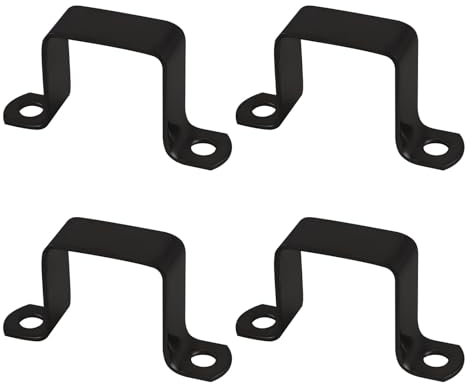 INCREWAY 4 Morsetti a Tubo Quadrato, Staffa Nera per Recinzione, Fibbia in Acciaio, Staffa a Forma di U (3,8 x 3,8 cm)