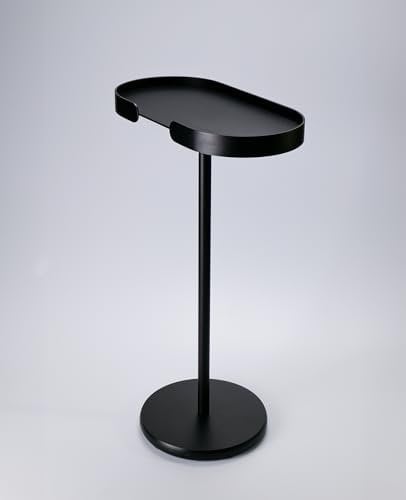 Siqual Design Metall Beistelltisch mit festem Tablett, wetterfest & stabil für Wohnzimmer, Balkon & Garten, Made in EU – Beistelltisch Stan (Black)