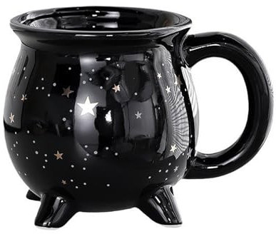 Bocguy Hexen Kaffeetasse, Hexenkessel Tasse, Witch Keramik Tasse, Zaubertasse, Witzige Tassen, Niedliche Becher, Witches Brew Mug für Geburtstags und Halloween Geschenke Schwarz Star 300ml
