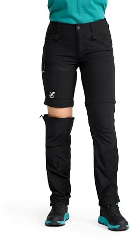 RevolutionRace Range Pro Stretch Zip-Off Pants für Damen, Wandelbare Wanderhosen für Outdoor-Aktivitäten, Black, XL