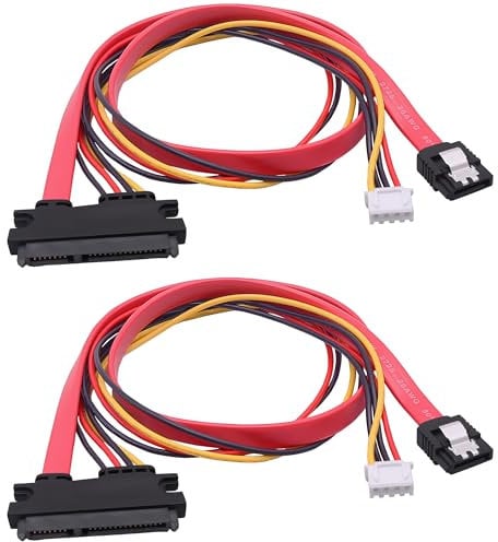 YARCHONN Cavo di alimentazione dati SATA 22 in 1 SATA 7 + 15 a 7 pin, con cavo di prolunga XH2.5 4 pin Power Combo per hard disk, unità ottica, PC Modding -50 cm x 2 pezzi