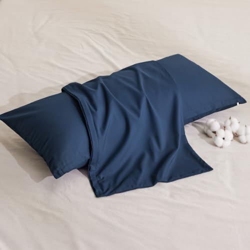 BEDSURE Kissenbezug 40x60 2er Set - 100% Baumwolle Kopfkissenbezug 40x60, Kissenbezüge mit Reißverschluss, Kissenhülle - Weich Atmungsaktiv und Langlebig, Oeko-TEX Zertifiziert, Blau