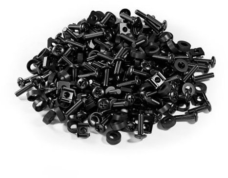 FGB 100 x M6 Cage Nuts Screws Set - 100 M6 x 20 mm Set Patch Panel Racks Server Enclosure 19 Inch 10 Inch Mounting Kit Steel for Network Cabinets - Black