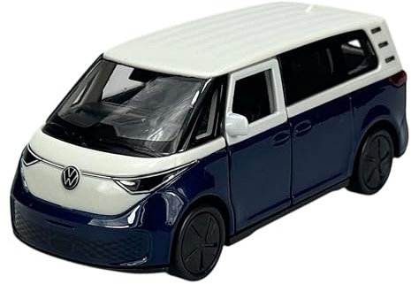 Welly Modell Auto Kompatibel mit VW Volkswagen ID. Buzz blau mit weißem Dach ca 1/34-1/39 Metal Modell Auto Die Cast Neu im Kasten