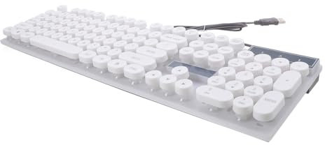 DIYEAH Clavier USB Rétroéclairé Créatif à Rondes pour Ordinateur Design Pratique et Élégant Blanc