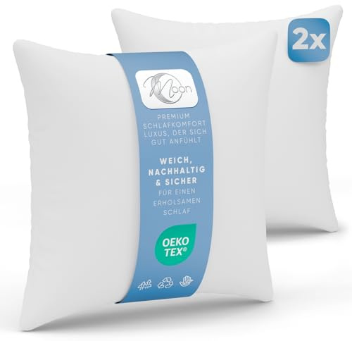 Moon 2er Pack Füllkissen 50x50 cm - Innenkissen, Sofakissen 440g - Classic Peached Touch