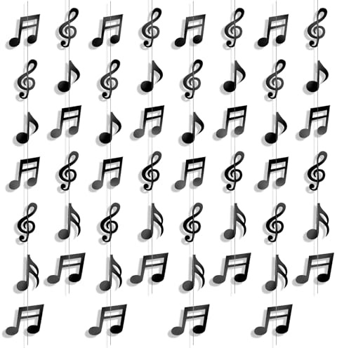 8 Stück Musik Thema Party Musiknoten Banner, Hängende Musiknoten Dekorationen, Musiknot Party Dekoration mit Vorgefertigten für 50er 80er Geburtstag Babyparty Hochzeit Musik Parties Decke