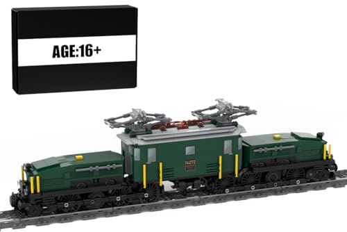 Zug Bausteine Set, 1424 Teile Schweizer Krokodil-Eisenbahn Zugmodell DIY Klemmbausteine Bausatz, Kreatives Geschenke Ornament für Jugendliche & Erwachsene, MOC-124952