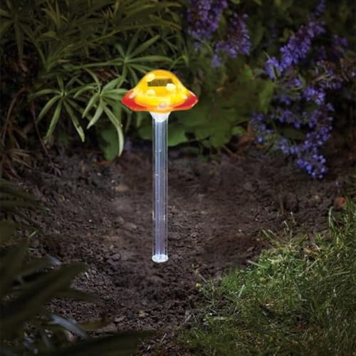 Garden Mile Solar Powered Toadstool Mushroom Stake Lights Outdoor Waterproof decrative Pathway (1 Yellow Mushroom Lights, Mushroom)