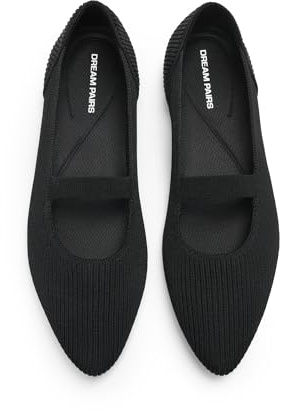DREAM PAIRS Damen Ballerinas mit spitzem Zehenbereich Schuhe Damen für Büroarbeit Bequeme Elegante Mary Jane Flats,Size 40,Schwarz,SDFA26005W