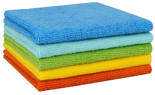 AIDEA Microfibre Cleaning Cloth Lint Free Washable Pack of 5 30x30cm | Multifunctional Reusable Cleaning Cloths, Streak Free Washable Cloth Duster for House, Kitchen, Car, Motorbike, Windows