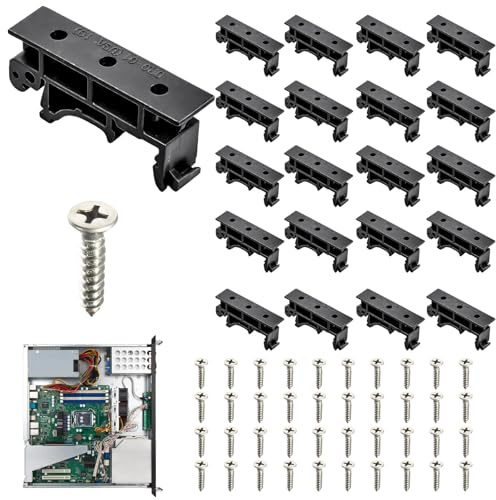 20 Stück Hutschiene Adapter Set mit 40 Schrauben, Universelle Hutschienen Klemmen DIN Schienen Installationhalterung für 35 Mm Din Schiene (Schwarz)