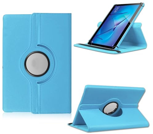 Schutzhülle passend für CSL Panther Tab 10 Tablet Alle 10-10,1-11 Zoll Geräten Hülle Tasche mit Standfunktion 360 Grad Tablethülle Schutz Cover 360° drehbar Türkis Hellblau
