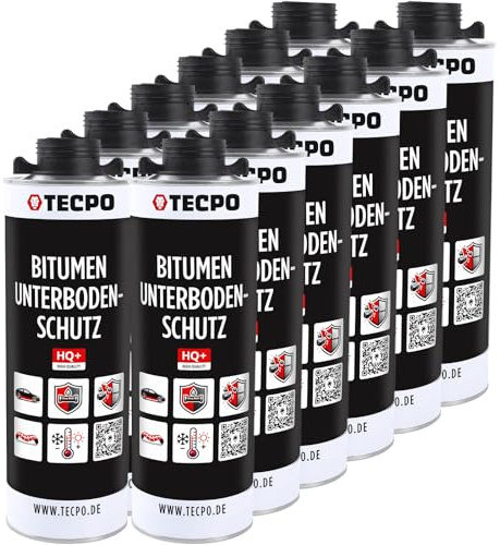 TECPO Unterbodenschutz Bitumen Schwarz 12 Liter UBS Saugdose Steinschlagschutz Korrosionsschutz Rostschutz Unterboden Auto Kfz Langzeit