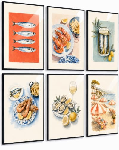 PosterPost 6 x Aperitivo Poster Set DIN A4 | Mediterrane Küchenposter, Dolce Vita Art Prints und hochwertige Kunstdrucke als Wanddeko für Küche, Esszimmer, Wohnzimmer & Home Bar Deko | Made in Germany