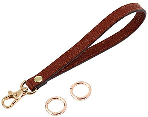 SeptCity damen wristlet schlüsselbund handy leder handschlaufe mit goldener schloss klein kaffee