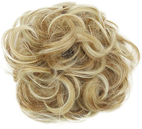 CAISHA Scrunchie Haarteil Haargummi Dutt Haarverdichtung Groß Emilia Gewellt Unordentlich DM15cm Blond Mix G20E