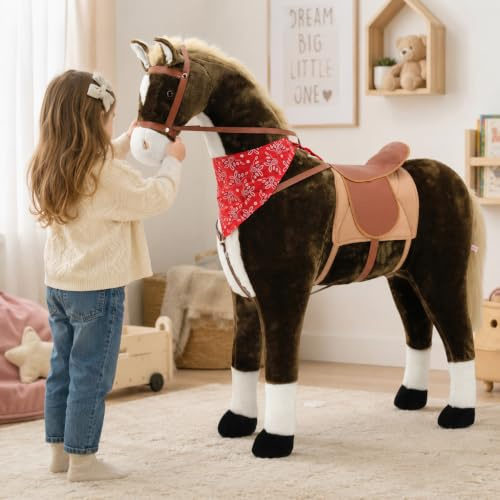 Sweety Toys 10332 Reitpferd Taycan, Chocolate Braun, 105 cm | robustes Pferd zum Reiten für Kinder