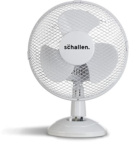 Schallen Small 9 Portable Desk Table Oscillating Cooling Fan with 2 Speed Setting & Quiet Operation (White)
