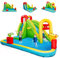 COSTWAY 7 en 1 Château Gonflable avec Toboggan Aquatique & Mur d’Escalade, Aire de Jeux Gonflable Grande avec Piscine & Pistolet à Eau, Charge 158kg pour 3 Enfants de 3-10 Ans, 400x335x230 cm…