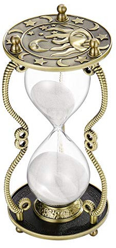 SuLiao Sanduhr 60 Minuten: Sonne und Mond, Gravur, Messing, Metall, Weiß, Antikes Reloj De Arena, Büro-Schreibtisch-Dekoration