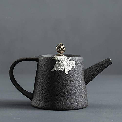 théièrePot à thé en poterie noire simple en céramique théière simple théière de Style japonais grande taille rétro grès porcelaine théière Pots à thé-Pot de poterie noir