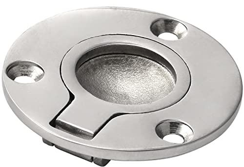 FASTON® Bodenheber Rund 50 mm Edelstahl A4 V4A (2 Stück) Einlassgriff Lukenheber Lukendeck Hebegriff Bootsluke Türgriff Fenstergriff für Bootsdeck Lukengriff