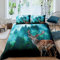Loussiesd Hirsch Bettwäsche Set Wald Elch Bettwäsche 155x220cm Kinder Jungen Mädchen Tier Hirsch Dekor Bettbezug Set Nebelwald Berg Grüner Baum Betten Set mit 1 Kissenbezug 80X80cm Natur Thema