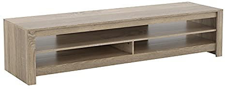 AVF Rectangular Wood TV Stand - Calibre 1.8m Floor Stand Unit - For Screens Up to 85 - 55kg Max Weight - Rustic Sawn Oak Effect Finish - AV Equipment Storage Shelf - Large Unit - CA180RGO