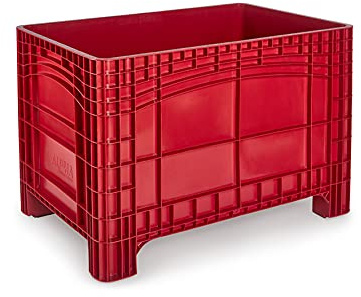 DIE BOX FABRIK Palettenbox 1200x800mm, Boxfabrik NOAH XL, Großbehälter, Umzugsbehälter, Transportbox, Kunststoffbehälter, Containerwagen, Transportwanne, Made in Germany (Rot, Füße)