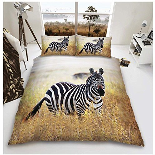 GC GAVENO CAVAILIA Wildlife Duvet Cover, 3D Animal Bedding Set, 3D Zebra, Double, 658887