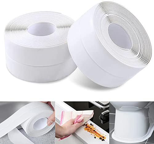 Aipwerer 2 Rollen Dichtungsband Selbstklebend,Fugendichtungsband,Dichtungsband Dusche,Wasserdichtes klebeband,(38 mm x 3,2 m) PVC Dichtungsstreifen für Küche,Waschbecken,Wandboden,Badezimmer,Toilette