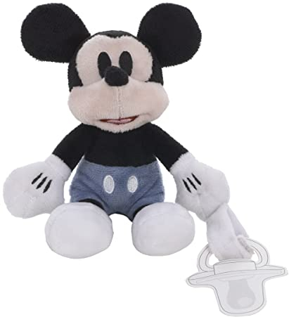 Disney Mickey Mouse Schnullerhalter aus Plüsch, Weiß, Blau und Schwarz