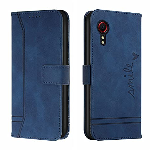 Trugox Handyhülle für Samsung Galaxy Xcover 5 / Xcover5 Hülle Klappbar Klapphülle mit Kartenfach Handytasche Handy Schutzhülle Tasche Leder Wallet Flip Case Slim Book Cover - Blau