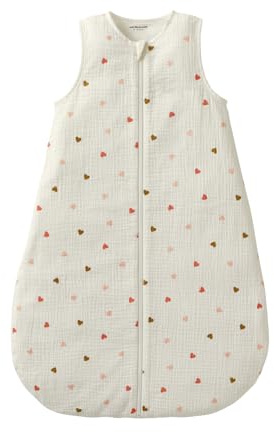 Vertbaudet Baby Sommerschlafsack KLEINE Herzen aus Musselin wollweiß Herzen 68CM