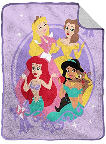 Jay Franco Disney Princesses Beauté intérieure - Couverture Sherpa Extra Douce - 130x150 cm - 100% Microfibre